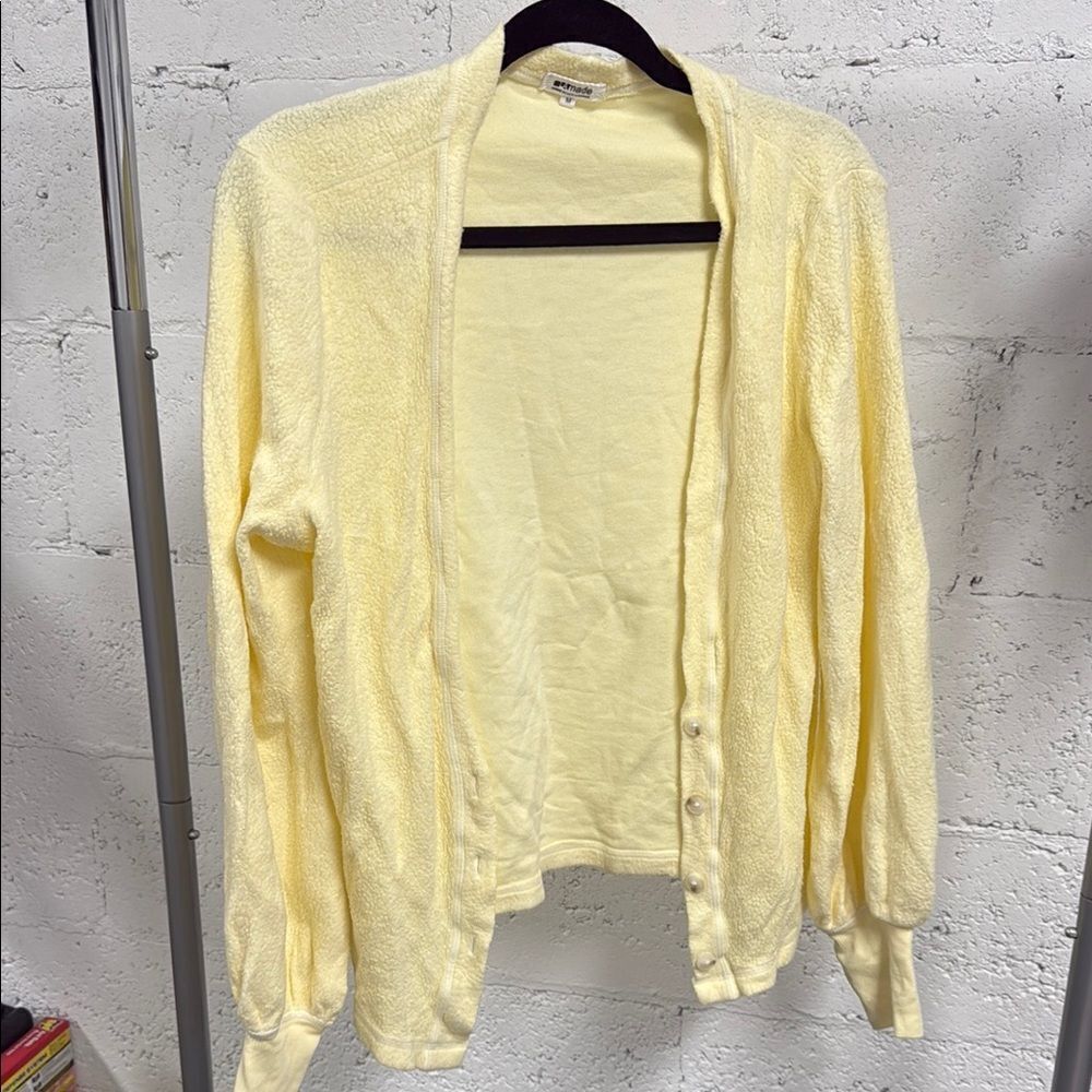 LA Made - Size Medium Yellow Cardigan Sweater Lightweight Knit - Never Worn